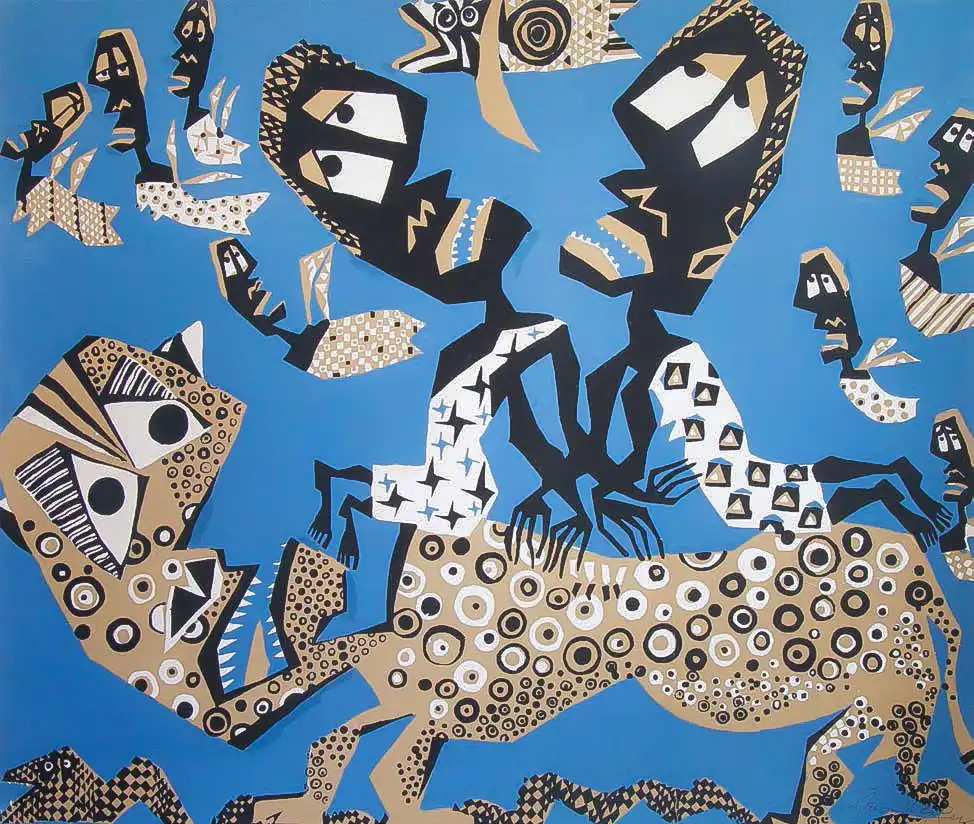 Obaluaye Riding a Horse Through the Town, by Susanne Wenger, The Wheatbaker Lagos Hotel